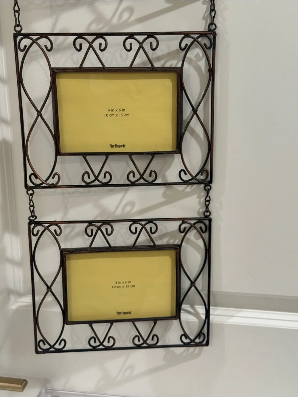 NEW Pier 1 Imports Brushed Copper Twisted Triple Frame Wall Hanger